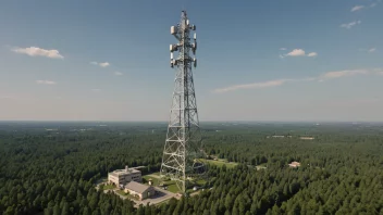 En radiokringkastingsmast står høyt, sender ut signaler til det omkringliggende landskapet.