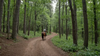 En svingete hestesti gjennom en skog.