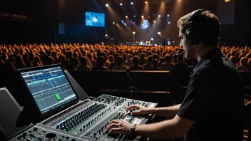 En lydgjengiver som arbeider på en konsert.