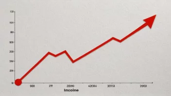 En graf som viser en nedgang i inntekt.