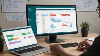 En person som organiserer data i grupper, med en dataskjerm i bakgrunnen som viser en strukturert datasett.