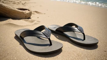 Et par sandaler på en strand, som symboliserer sommerfottøy.