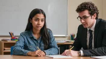 En student som mottar studiehjelp fra en veileder.