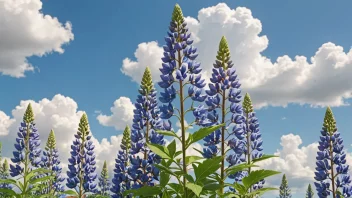 En vakker lupinplante med fargerike blomster og frodige grønne blader, perfekt for hage- og naturinteresserte.