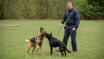 En hundehåndterer i en treningsøkt med en hund, begge fokusert på oppgaven.