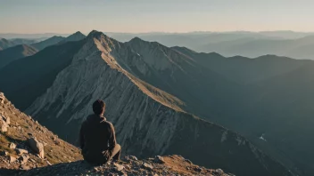 En person som står på en fjelltopp og ser ut over et stort landskap.