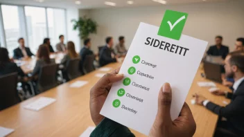 En person som holder et kort med en sjekkliste, med et grønt sjekkmærke ved siden av ordet 'siderett'.