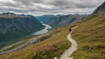 En tursti i norske fjell.