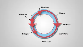 En illustrasjon av en syklus eller løkke, med piler som viser prosessens flyt.