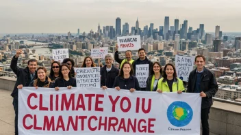 Mennesker som deltar i en oppmerksomhetskampanje om klimaendringene.