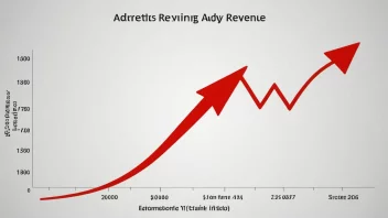 En graf som viser en nedgang i reklameinntektene.