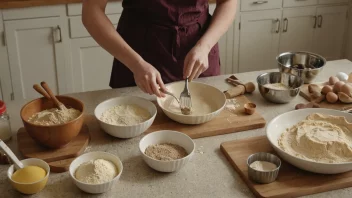 En person baker i et kjøkken.