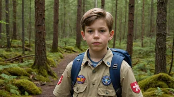 En ung guttscout i en norsk skog.