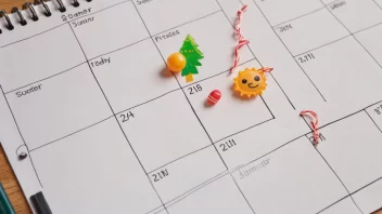 Et bilde av en kalender eller planner med sesongprega aktiviteter markert.