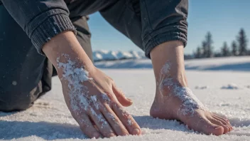 Et bilde av en person med avfrysing, som viser faren ved lave temperaturer.