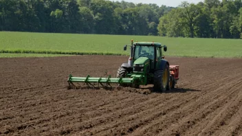 En person som arbeider i et jorde med en traktor og en plog.