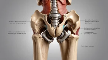En illustrasjon av menneskets hofteledd, som viser de forskjellige delene og deres funksjoner.
