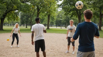 En morsom og livlig bilde av mennesker som spiller slåball