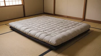 En futon-madrass på et tradisjonelt japansk gulv