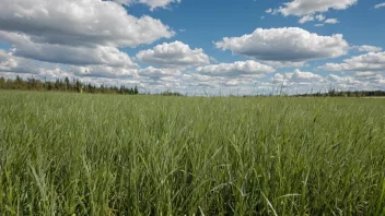 En vakker eng med en blanding av grønne gress, inkludert enggress.