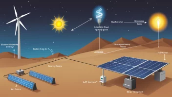 En illustrasjon av en energikonverteringsprosess, der forskjellige former for energi omformes til hverandre.