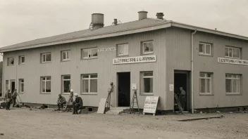 En bedriftsbygning med en skilt som indikerer at det er et elektrikerfirma.