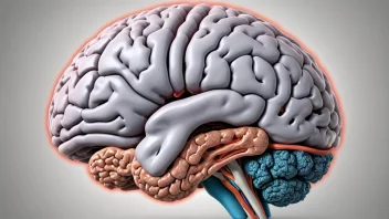 En illustrasjon av en hjerne med Parkinsons sykdom, som viser degenerasjonen av dopaminproduserende nerveceller og dannelse av Lewy-legemer.