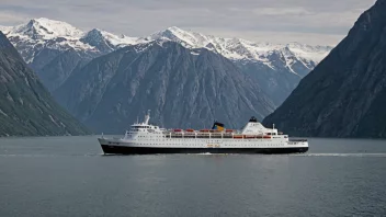 Et ferjeskip som seiler over en fjord