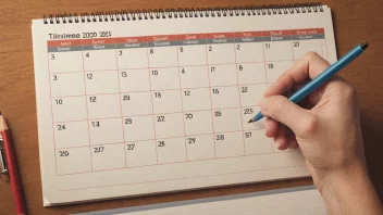 En lærer som planlegger undervisning for det kommende skoleåret, med en kalender i bakgrunnen.