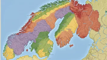 Et kart med ulike fargede soner, som representerer ulike skattezoner i Norge.