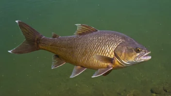 Et bilde av en stor og sterk fisk som svømmer i en elv eller innsjø.