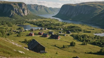 En fredelig og malerisk utsikt over det norske landskapet