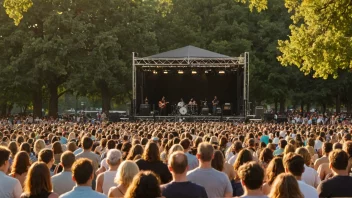 Folk som nyter en friluftskonsert i en park.