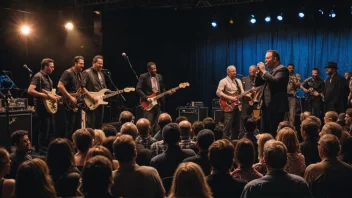 Et bluesensemble som spiller live på scenen.