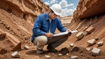 En geoteknisk ingeniør som undersøker de mekaniske egenskapene til jord og berg.