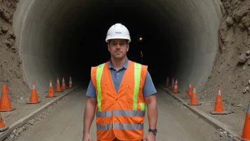 En tunnelbygger foran en tunnel