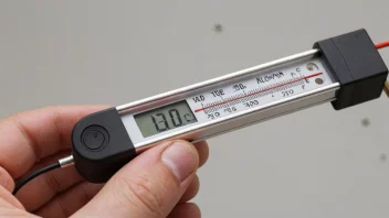 Et termometer som måler temperaturen på et materiale med god varmeledningsevne.