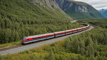 Et tog med studenter om bord, på vei gjennom et naturskjønt norsk landskap.