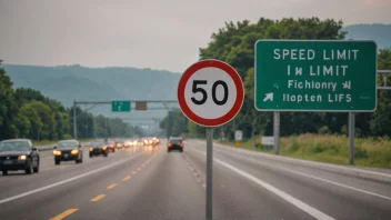 En fartsgrense-skilt på en motorvei som indikerer en høy fartsgrense.