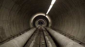 En vannledningstunnel med store rør og ventiler