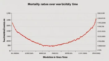Graf som viser hvordan mortalitetsraten har sunket over tid.