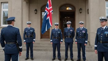 Et gendarmeri i Norge, med polititjenestemenn og militært personale i uniform.