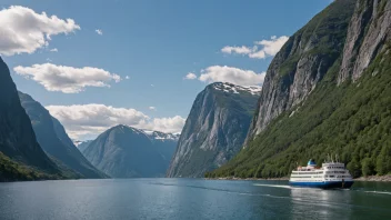 En færge som seiler over en fjord i Norge.