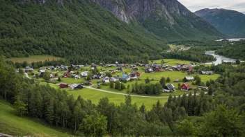 Et idyllisk landsby i Norge med tradisjonelle hus og en fredelig atmosfære.