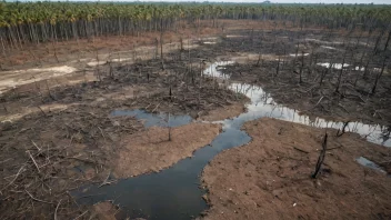 Et ødelagt naturlig habitat, som viser den ødeleggende effekten av menneskelig aktivitet på miljøet.