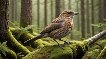 En sjelden fuglart, fugletittingen, sittende på en gren i en norsk skog.