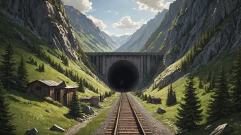 En tog-tunnel i et fjellandskap.