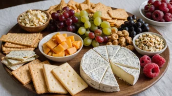 En tallerken med snacks på et bord, klar til å spises.