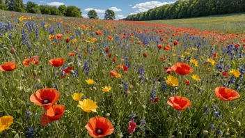 En vakker blomstermark med en blanding av fargerike blomster.