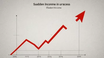 En graf som viser en plutselig økning i inntekten.